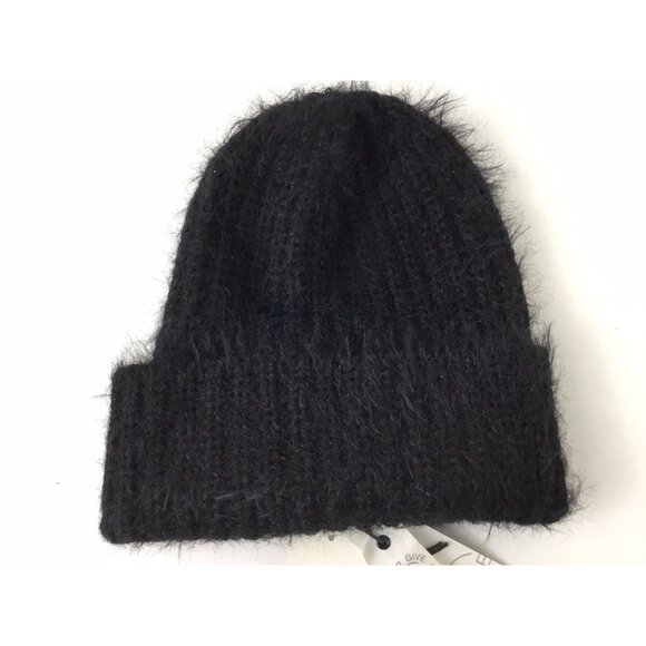 Treasure & Bond Nordstrom Black Knit Beanie Fuzzy Warm Hat NWT - Picture 1 of 4